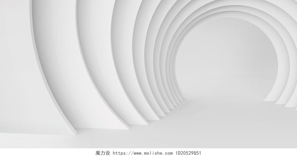 白色立体圆形3D简约背景C4D3D背景